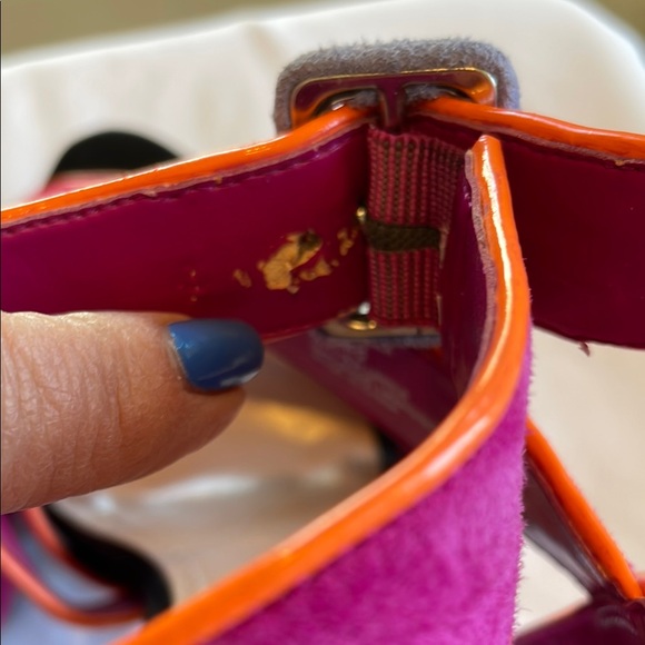 Stylish Pink and Orange Strappy  Platform Heels - Picture 7 of 14